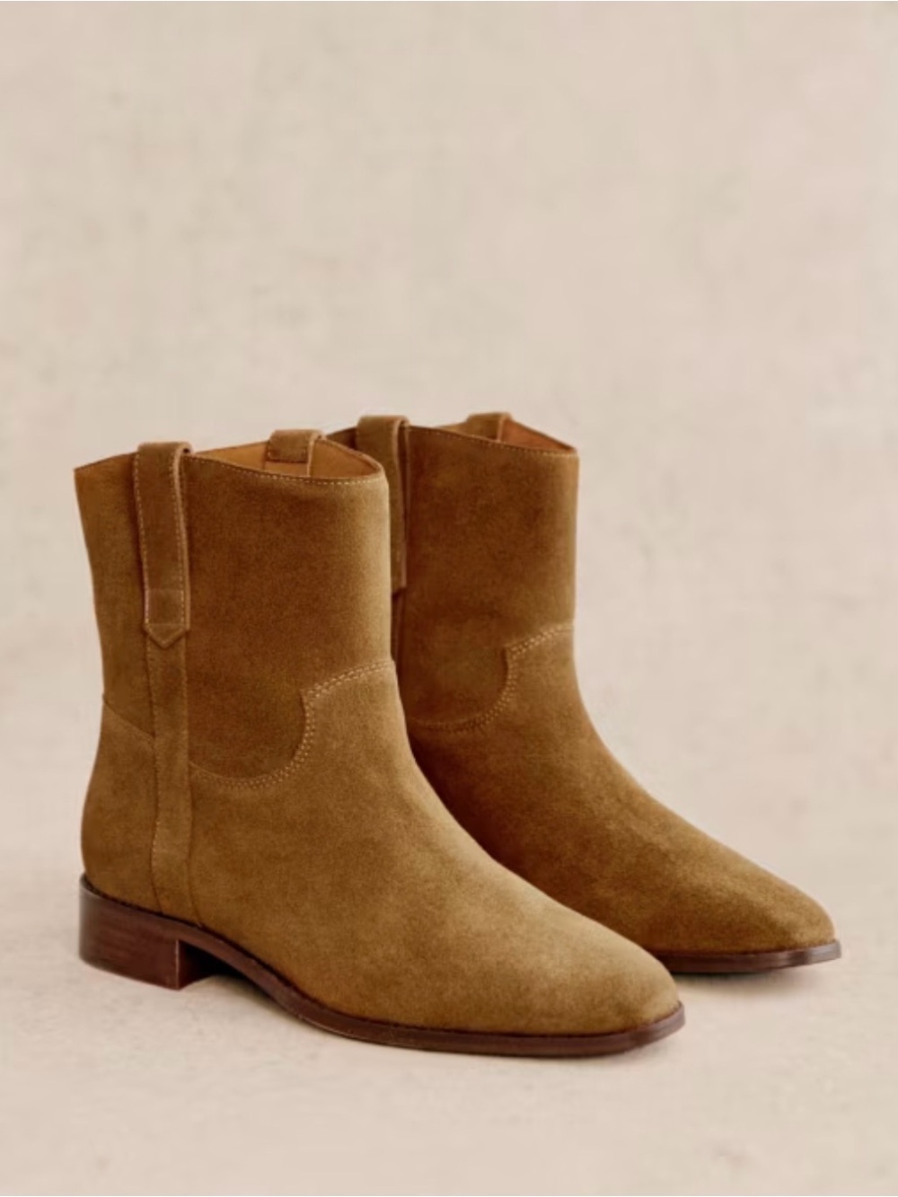Sezane Low Gabbie Ankle Boots in Taupe